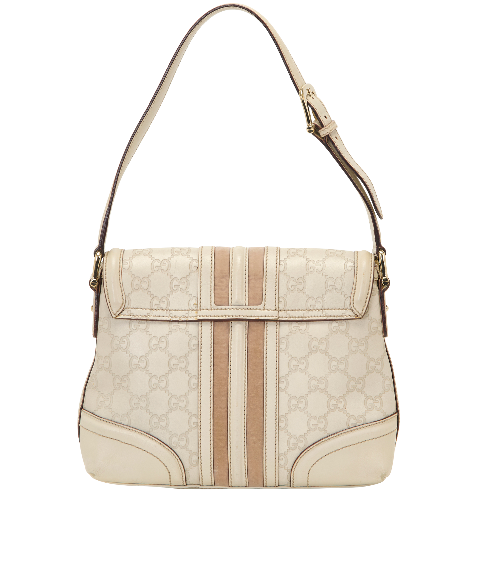 GG Signature Treasure Flap, &pound;395, Handbags, White, Leather, Back view